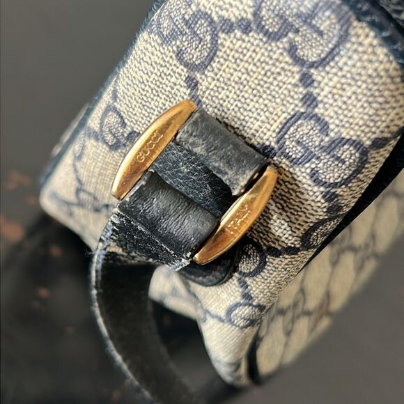 Authentic Vintage GUCCI Ophidia Navy Monogram Canvas Leather Crossbody Bag - Picture 8 of 16